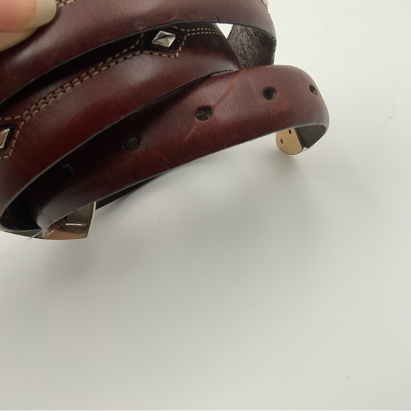 Brighton Brown Leather  Silver Stud Denver Diamond Belt. Men’s Size 36. - Picture 3 of 5